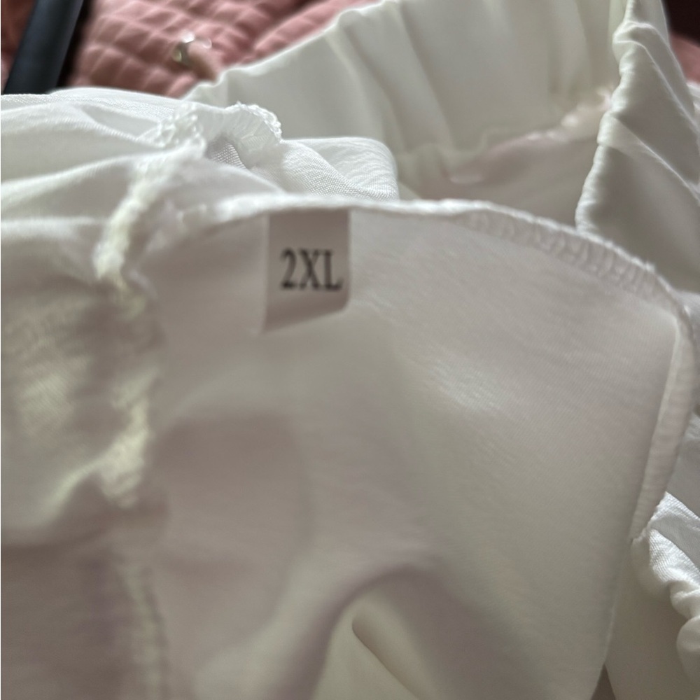 Flowy White linen like pants women’s  2XL - Picture 2 of 3